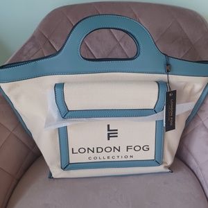 London Fog Women’s Eleanor Satchel Handbag Blue NWT